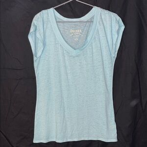 Decree Women's Sky Blue V-Neck Short Sleeve Tee